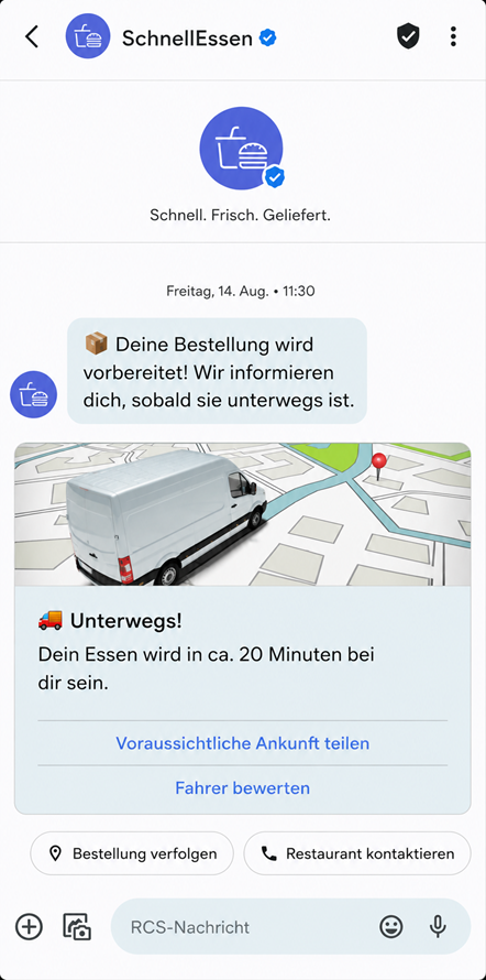 Moderner Kundenservice mit RCS Chat für Lieferbestätigung