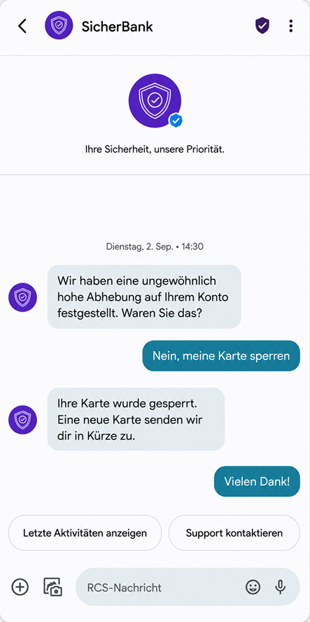 Sicherer und interaktiver Kundenservice mit schnellem RCS Messaging